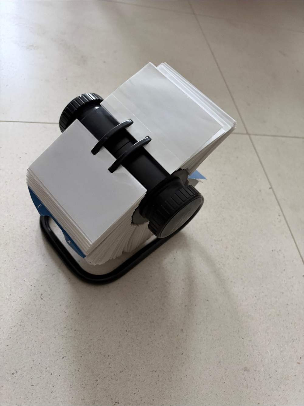 Black Rolodex Rotary Card Index Organizer with Smooth Turn Knobs